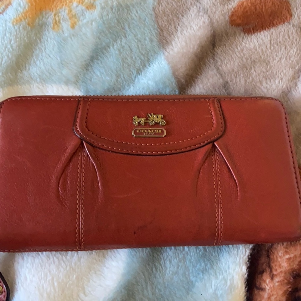 Burnt orange coach wallet